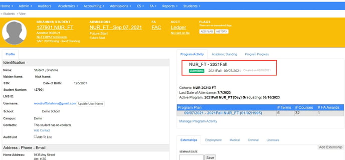 Programactionvisiblestudentpage