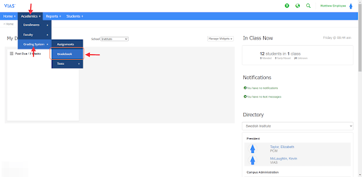 gradebook tab