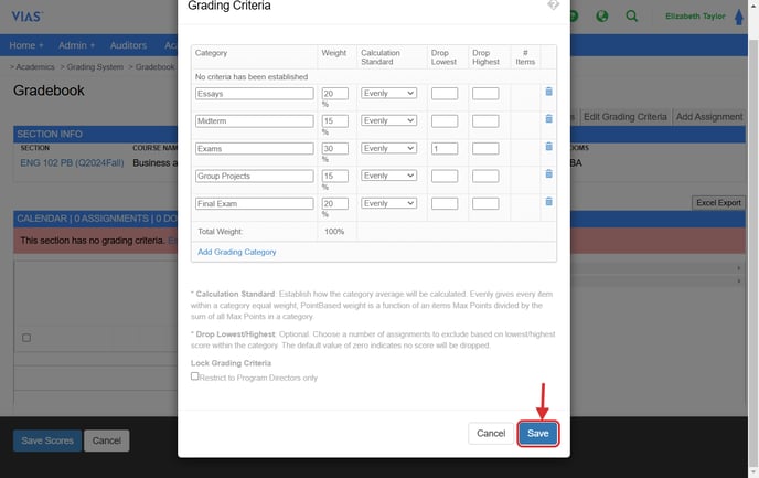 grading categories