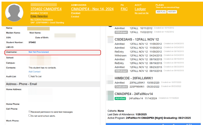 student account not provisioned