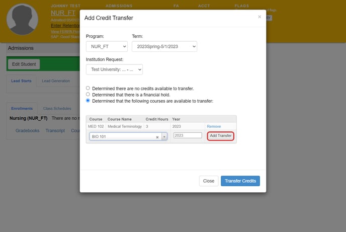 transfer credit